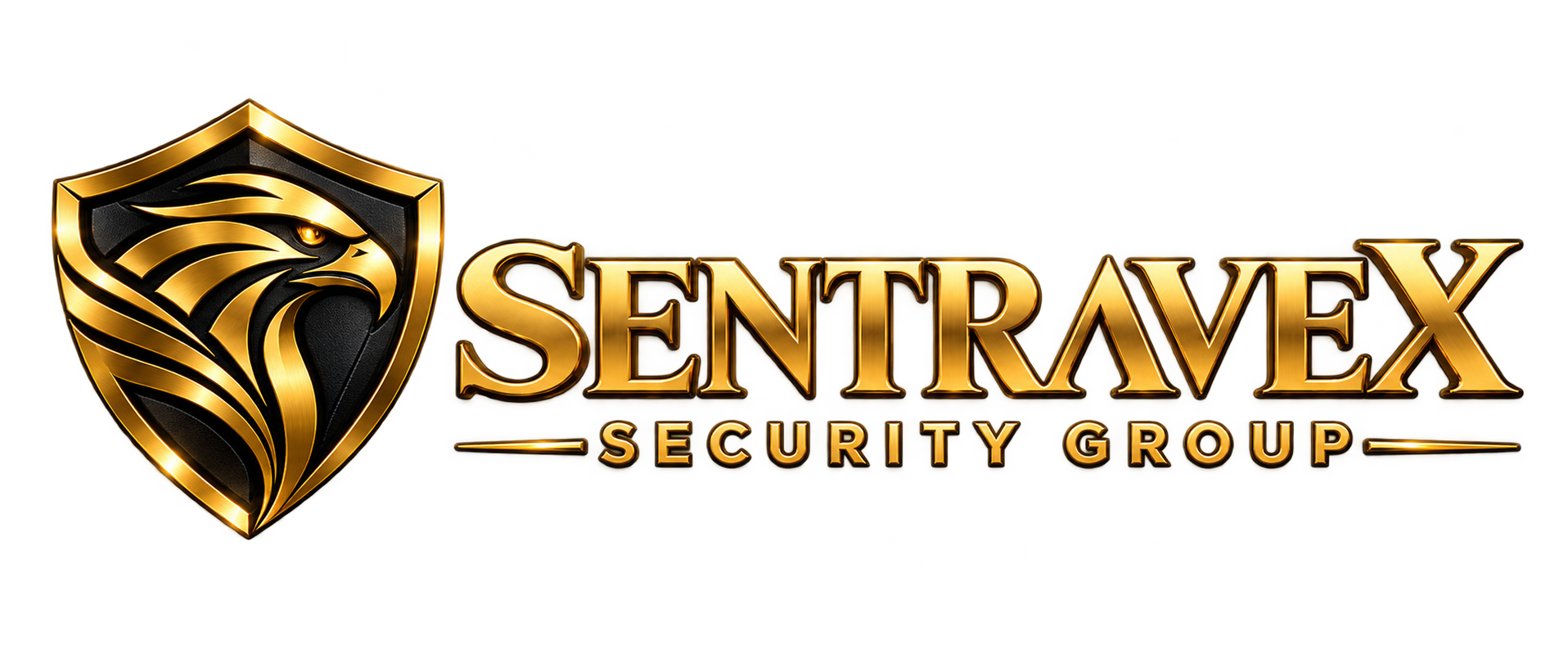 Sentravex gold eagle and shield logo